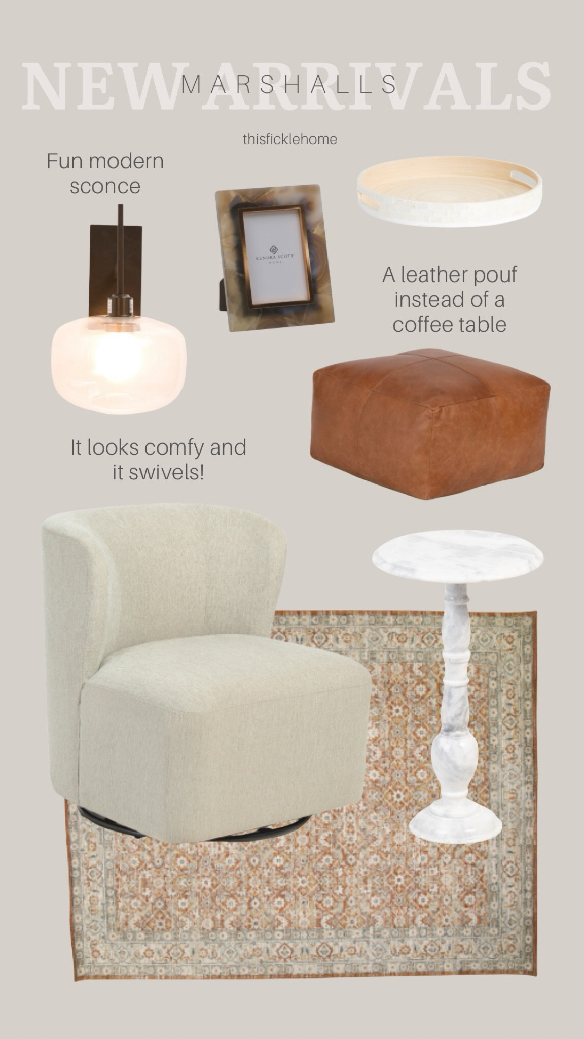 Latest home finds at Marshall’s!

Affordable home finds at Marshall’s. Leather pour. Marble accent table. Upholstered swivel chair. Modern wall sconce. Stone picture frame.

#LTKHome #LTKSaleAlert