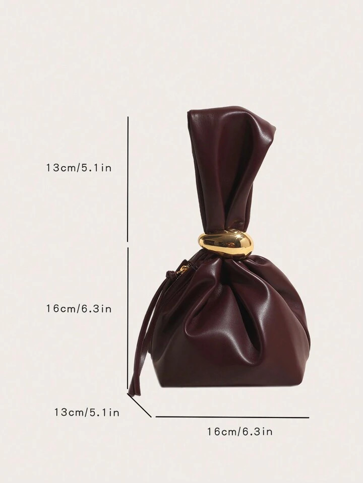 1pc FEISTURE Solid Color PU Leather Pleated Cloud Shaped Women Handbag, Suitable For Girls, Ladie... | SHEIN