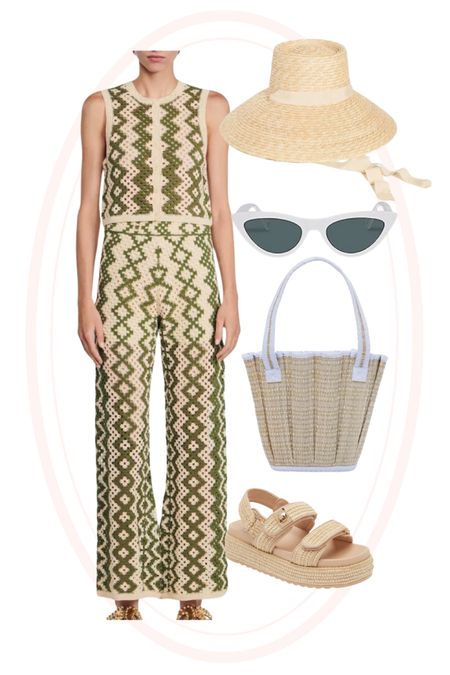 Vacation outfit. Crochet pants. Crochet top. Resort wear. Oversized sun hat. 
.
.
.
.
…. 

#LTKswim #LTKstyletip #LTKtravel