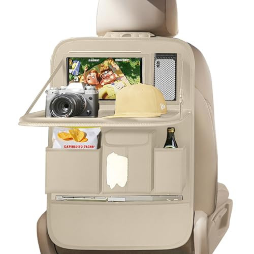XDV Car Seat Organizers,Multi-functional Back Seat Protectors, Storage Pouches, and Tray Holders (for Cars, Kids, Seat Back and Rear Seats) (Plain Beige, 1 Pcs) | Amazon (US)