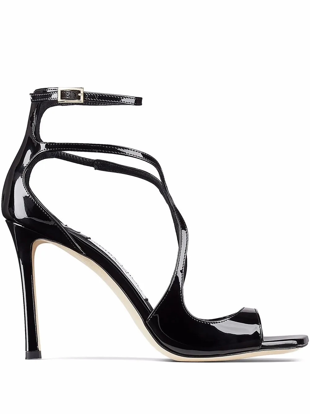 Jimmy Choo Azia 95mm square-toe Sandals | Black | FARFETCH | Farfetch Global