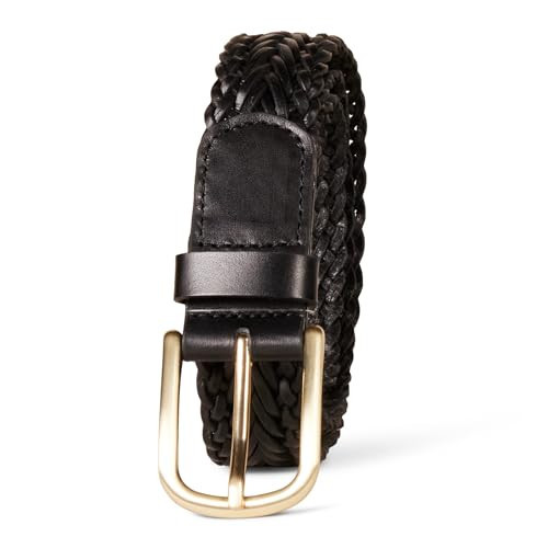 Amazon Essentials Women's Woven Leather Belt, 1.25 Inch Wide, Black, 1X | Amazon (US)