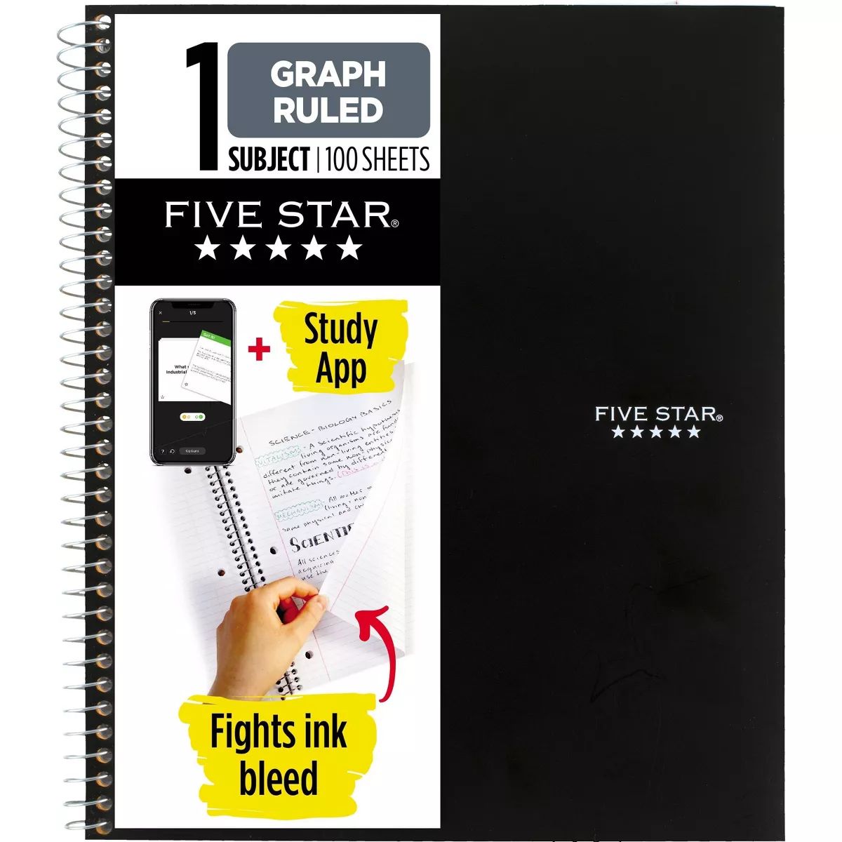 Five Star 1 Subject 100pg Graph Ruled Solid Spiral Notebook | Target