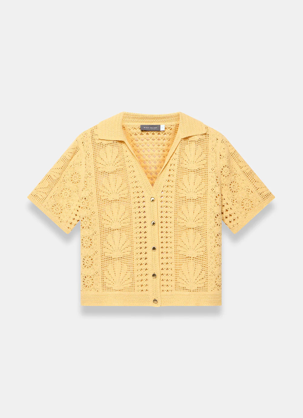 Yellow Crochet Shell Shirt | Mint Velvet