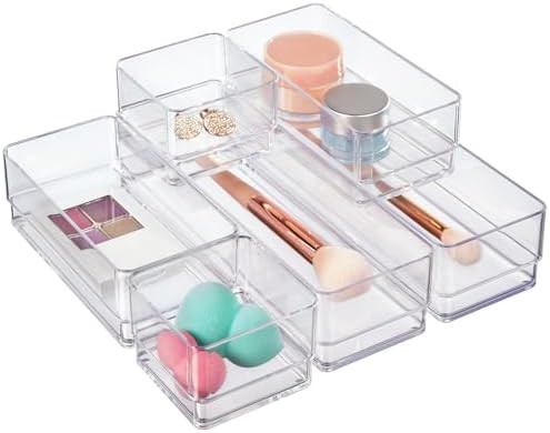 STORi SimpleSort Drawer Organizer Bins 6 pc Set, Multi-size, Bathroom Organizers and Storage, Mak... | Amazon (US)