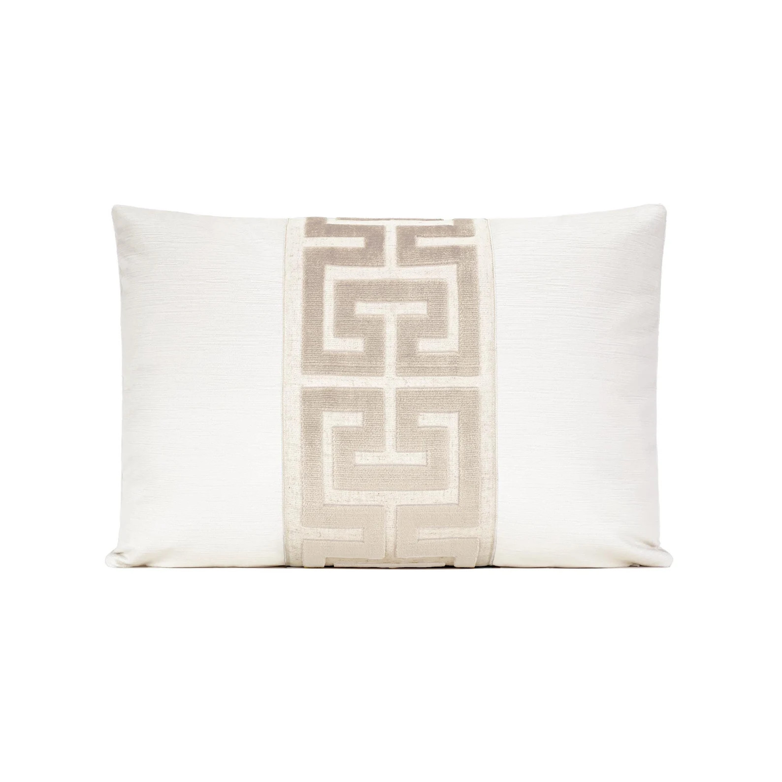 Alabaster Velvet Pillow Cover with Pearl Greek Key Trim 18x18, 20x20, 22x22, Lumbar 14x20, 15x22,... | Etsy (Global)
