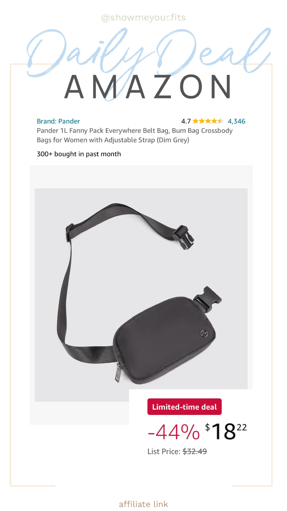 Lulu Lemon dupe 1L belt bag ✌🏼Follow link for many more colors!

Currently on limited time deal!

#LTKcanada #LTKgiftguide #LTKstyletip