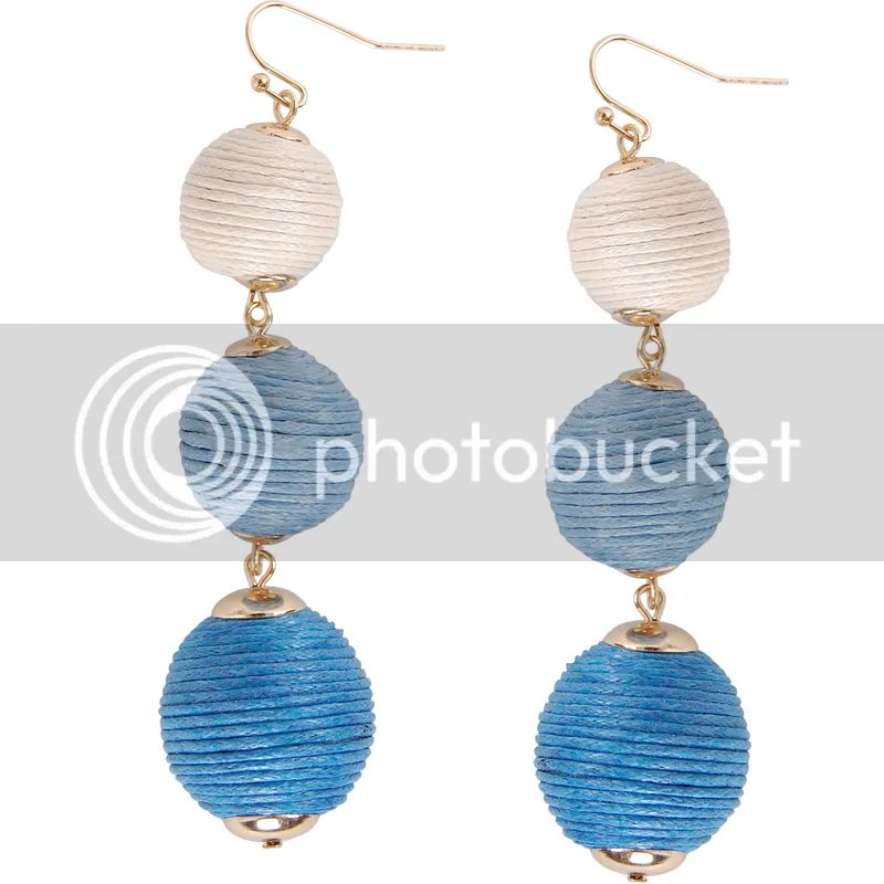 Ombre Beehive Dangles Multicolor Triple Woven Long Bubble Ball Statement Earrings In Blue | Humble Chic (NY)