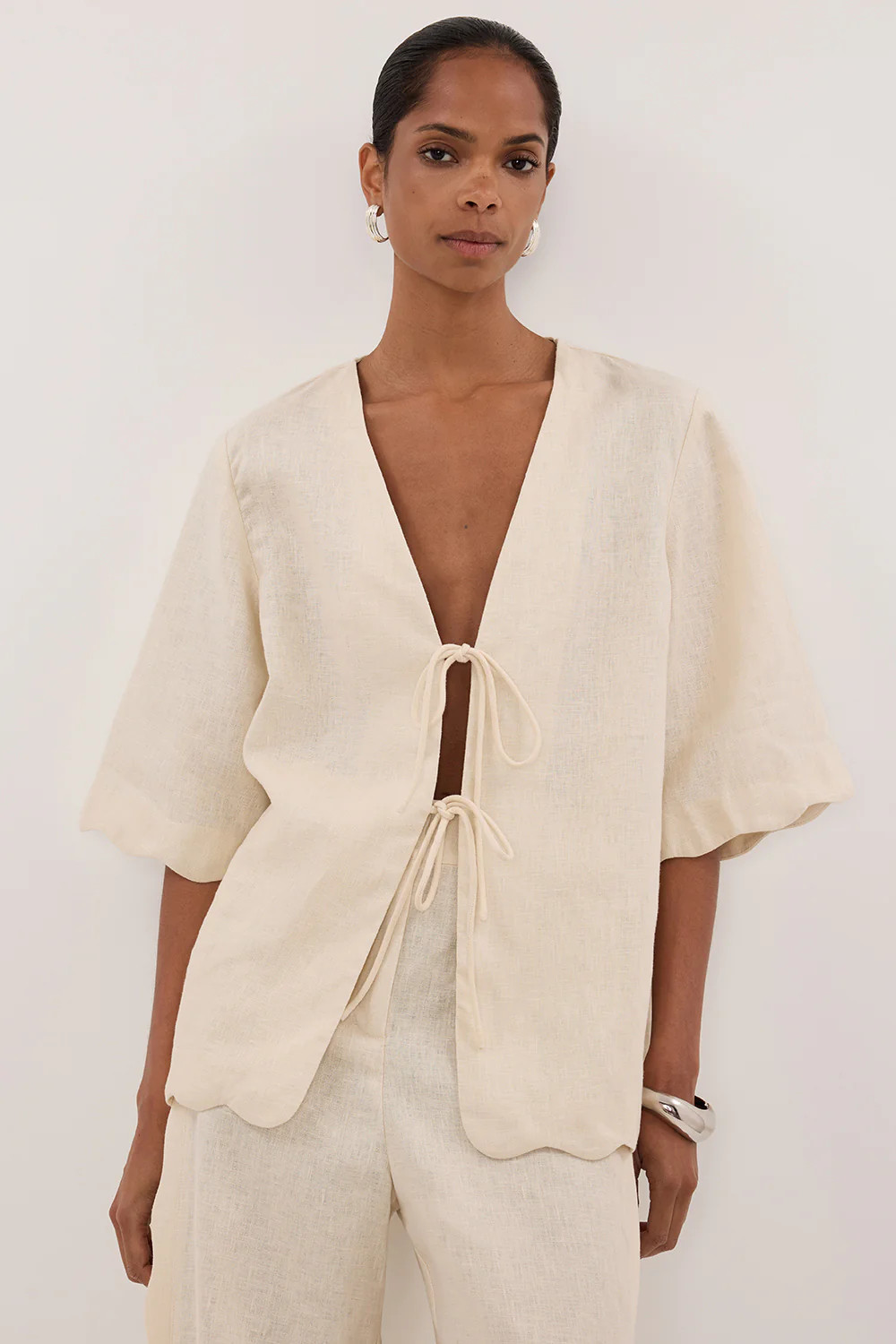 LELA SANDSTONE LINEN SHIRT | DISSH