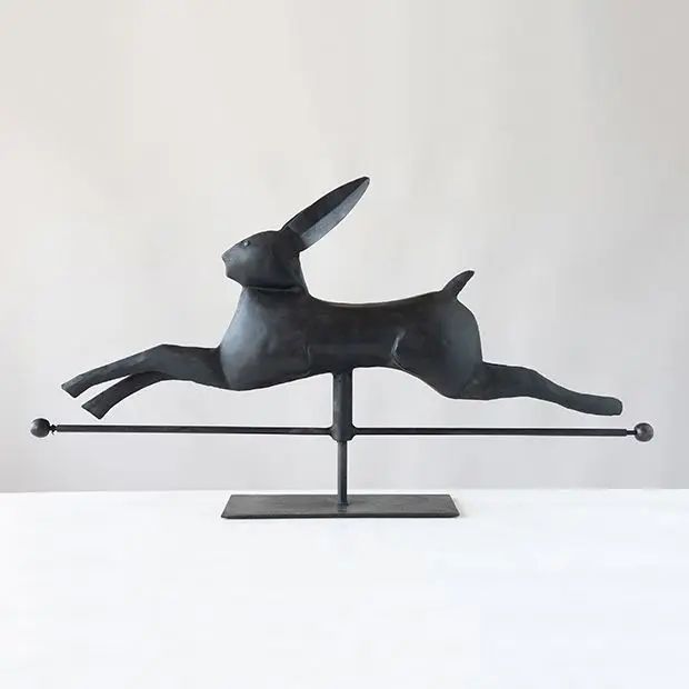 Dark Leaping Rabbit on Stand | Antique Farm House