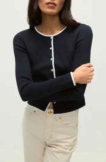 Veronica Beard Wilmer Tipped Cotton Cardigan | Nordstromrack | Nordstrom Rack