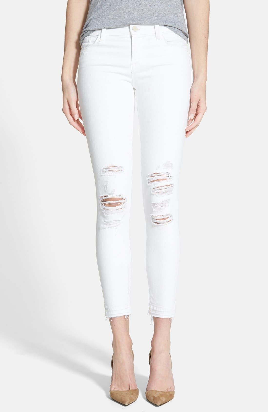 Low Rise Crop Jeans (Demented White Distressed) | Nordstrom