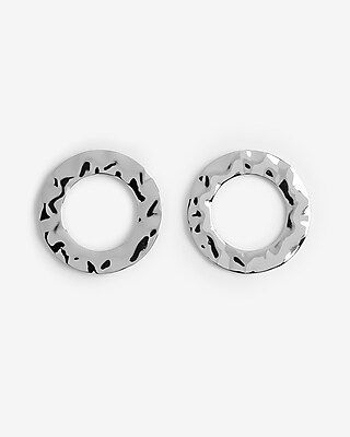 Express Womens Hammered Circle Drop Earrings Silver Women's  Silver | Express