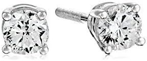 Amazon Collection AGS Certified 14k White Gold Diamond with Screw Back and Post Stud Earrings (J-... | Amazon (US)