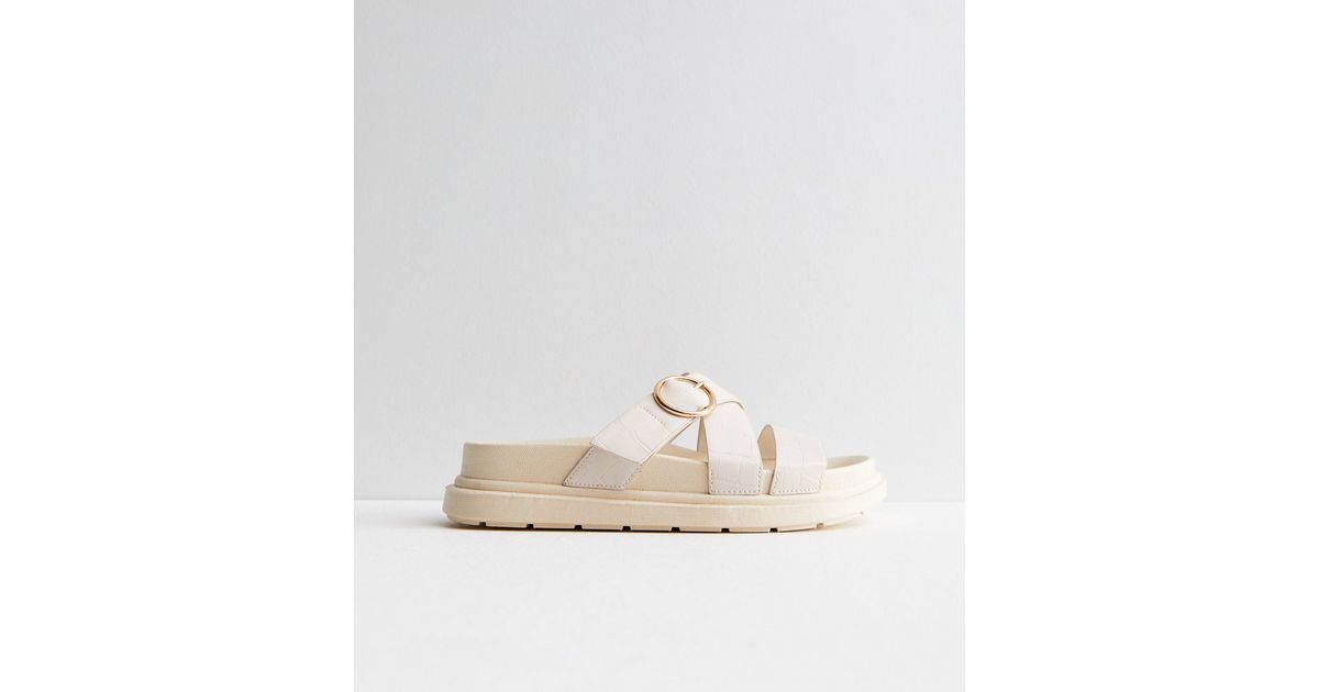 Off White Faux Croc Buckle Chunky Sliders
						
						Add to Saved Items
						Remove from Saved... | New Look (UK)