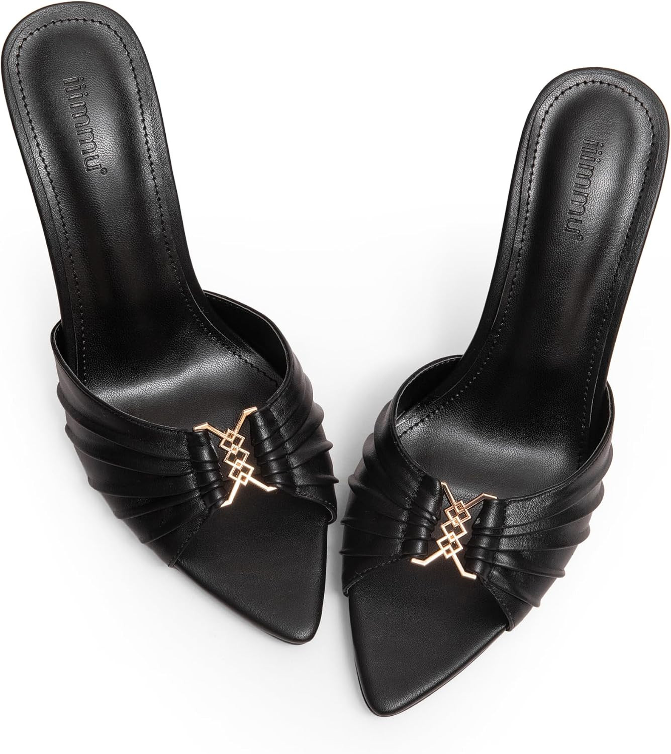 3.5 IN Stiletto Mules Heels with Gold Accents | Amazon (US)