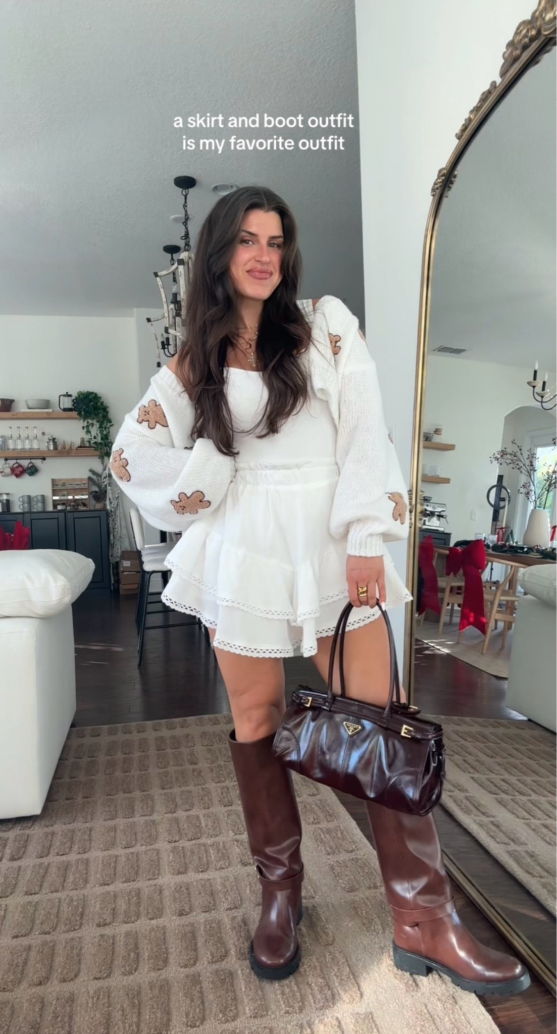 Medium sweater small bodysuit and skirt - boots might be sold out :/ linked similar! 