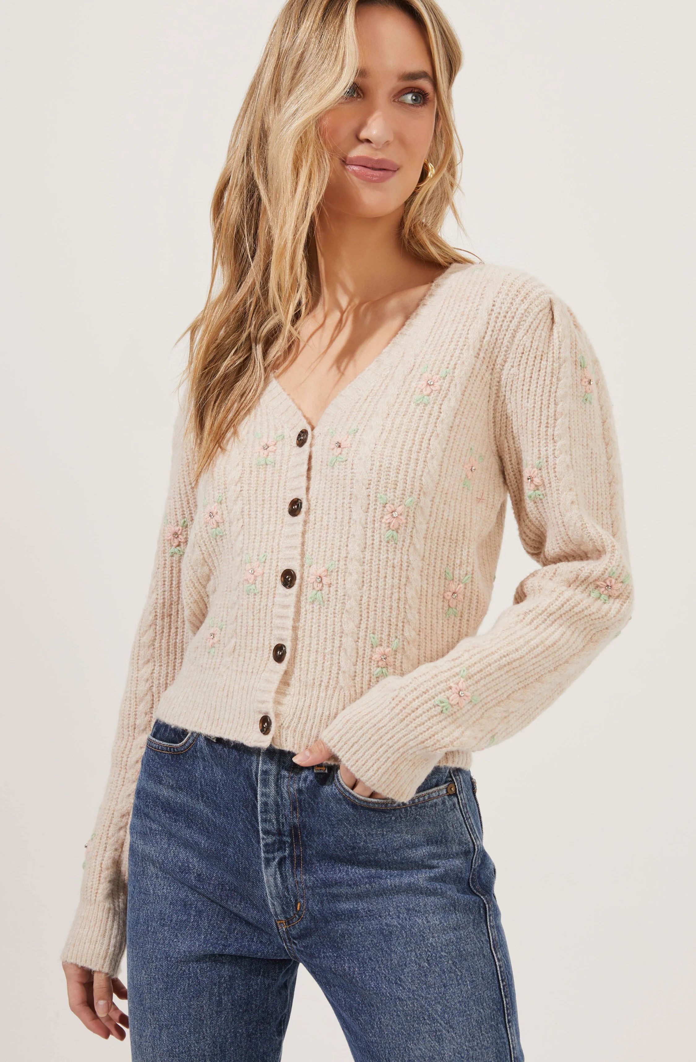 Tea Party Embroidered Flower Cardigan | ASTR The Label (US)