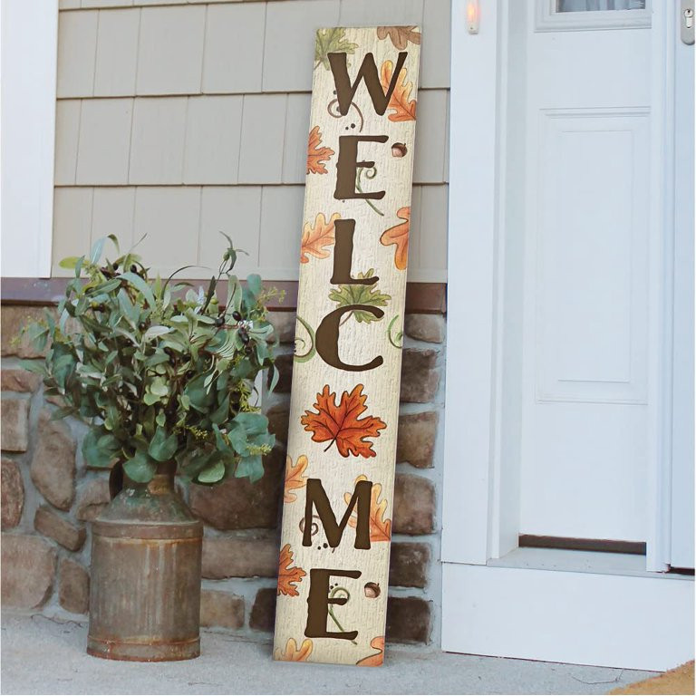 My Word! Welcome Leaves & Acorns Porch Board Welcome Sign & Porch Leaner for Front Porch Deck Pat... | Walmart (US)