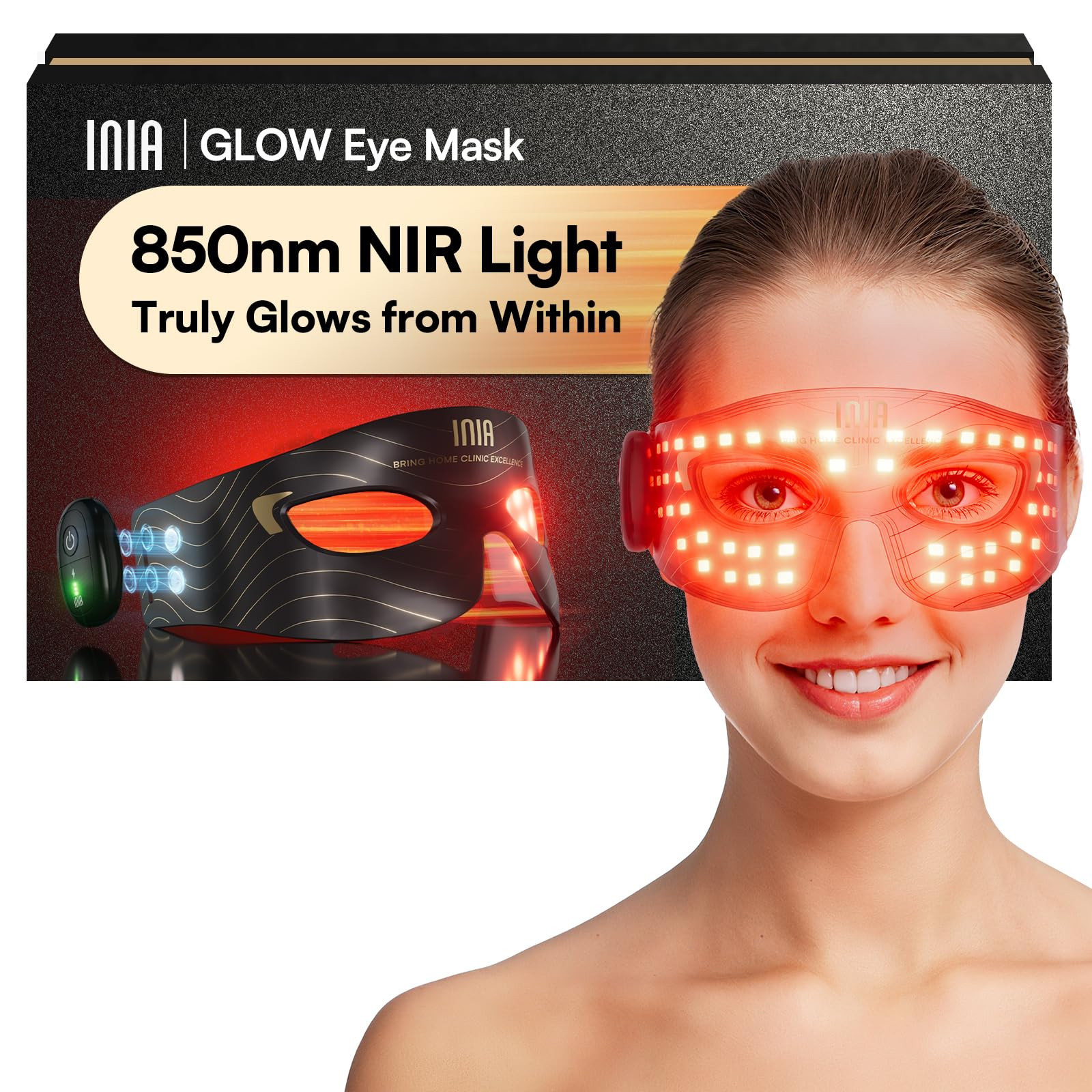 INIA Red Light Therapy Eye Mask for Under Eye Treatment & Rejuvenation - Skincare Device for Dark... | Amazon (US)