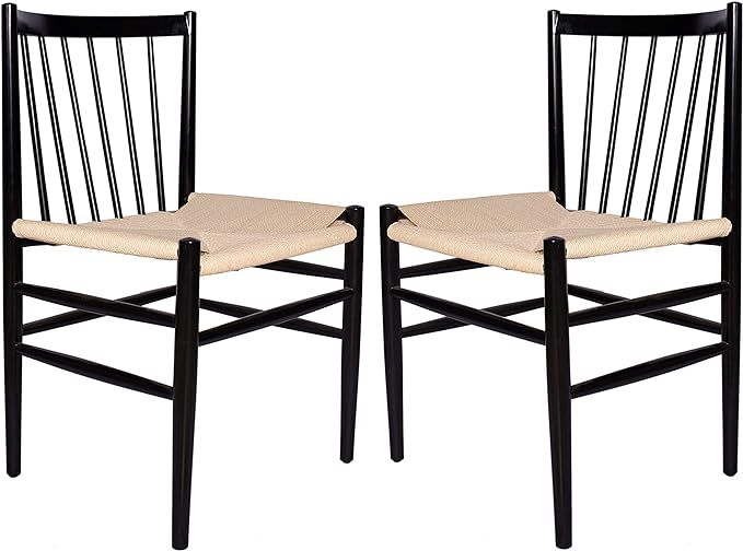Amazon Brand – Stone & Beam Spindle-Back Dining Chair, Set of 2, 19.5"W, Birch Wood, Black / Na... | Amazon (US)