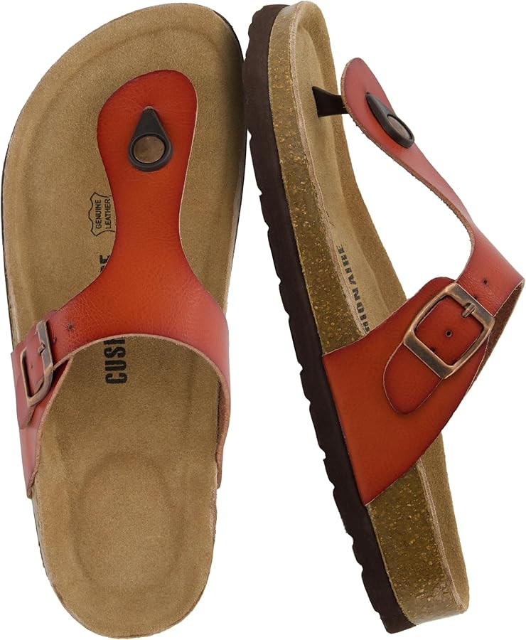 CUSHIONAIRE Leah Thong Womens Sandals - Cork Footbed Flip Flops for Women with Memory Foam and Ad... | Amazon (US)