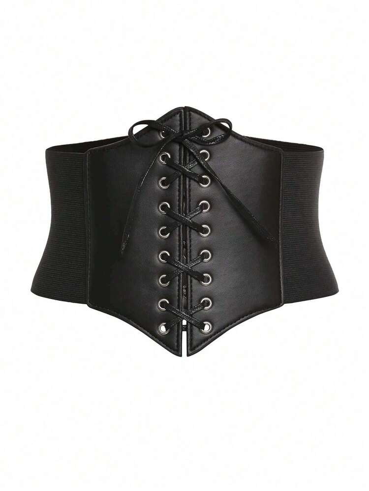 1pc Women's Elastic Waist Belt, Versatile Decorative Belt, Black Color, Lolita Style Outerwear Belt | SHEIN