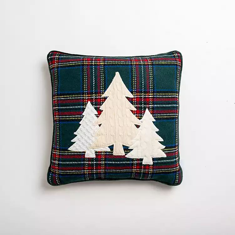 New! Green and Red Plaid Christmas Tree Pillow | Kirkland's Home