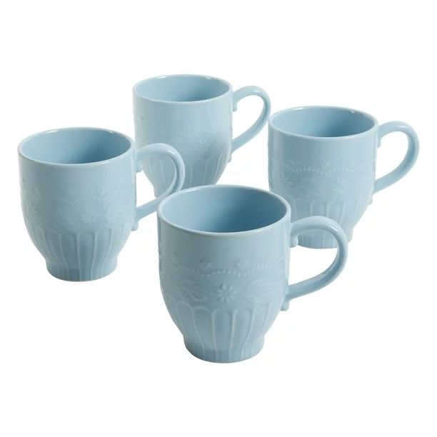 The Pioneer Woman Toni 17-Ounce Light Blue Mugs, 4-Pack - Walmart.com | Walmart (US)