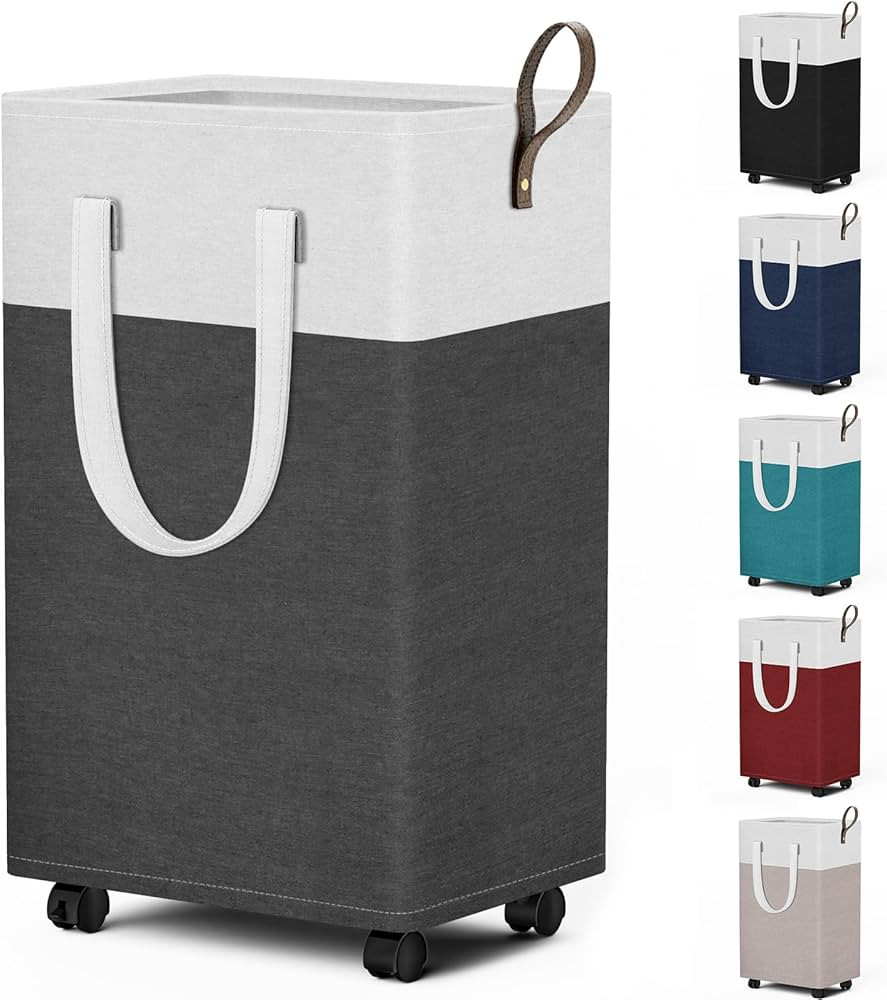 HomeHacks 75L Waterproof Rolling Laundry Hamper - Collapsible Clothes Basket with 4 Wheels for Ba... | Amazon (US)