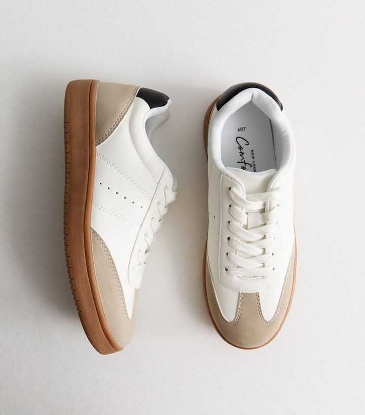 White Suede-Look Low Top Trainers 
						
						Add to Saved Items
						Remove from Saved Items | New Look (UK)