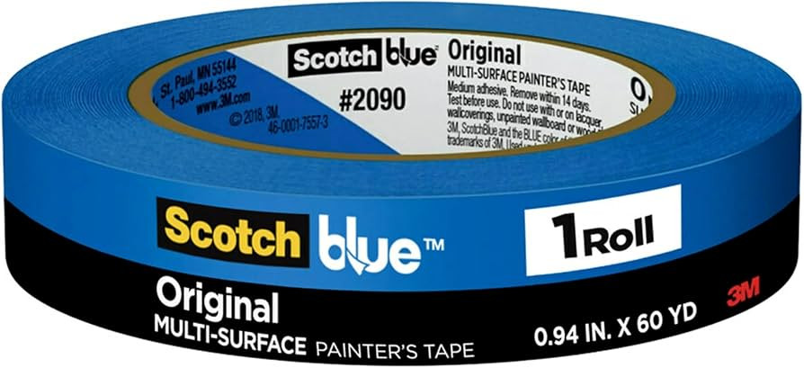 ScotchBlue Original Multi-Surface Painters Tape, 1 Inch Wide (0.94 In. x 60 Yds), 1 Roll, Blue Paint Tape Protects Surfaces and Removes Easily, Masking Tape for Indoor and Outdoor Use (2090-24NC) | Amazon (US)