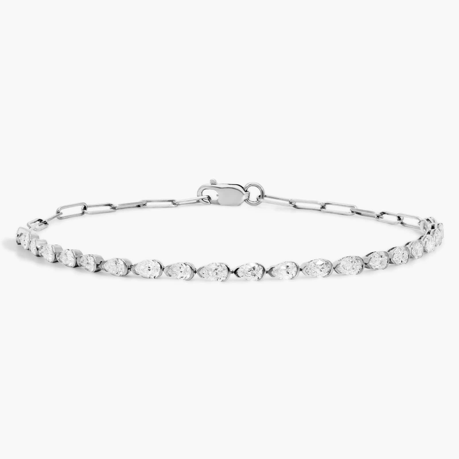 Mini Half Tennis Bracelet With 2 CTW Pear Cut Diamonds In 14K White Gold | Blue Nile