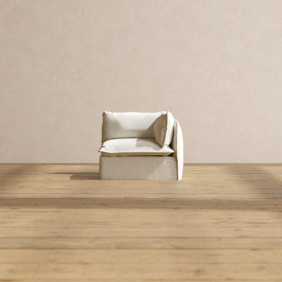 Anabei Modular Washable End Chair - Right | Memorix+ Seat & Contour Pillow | Plush Weave in Eggshell | Target