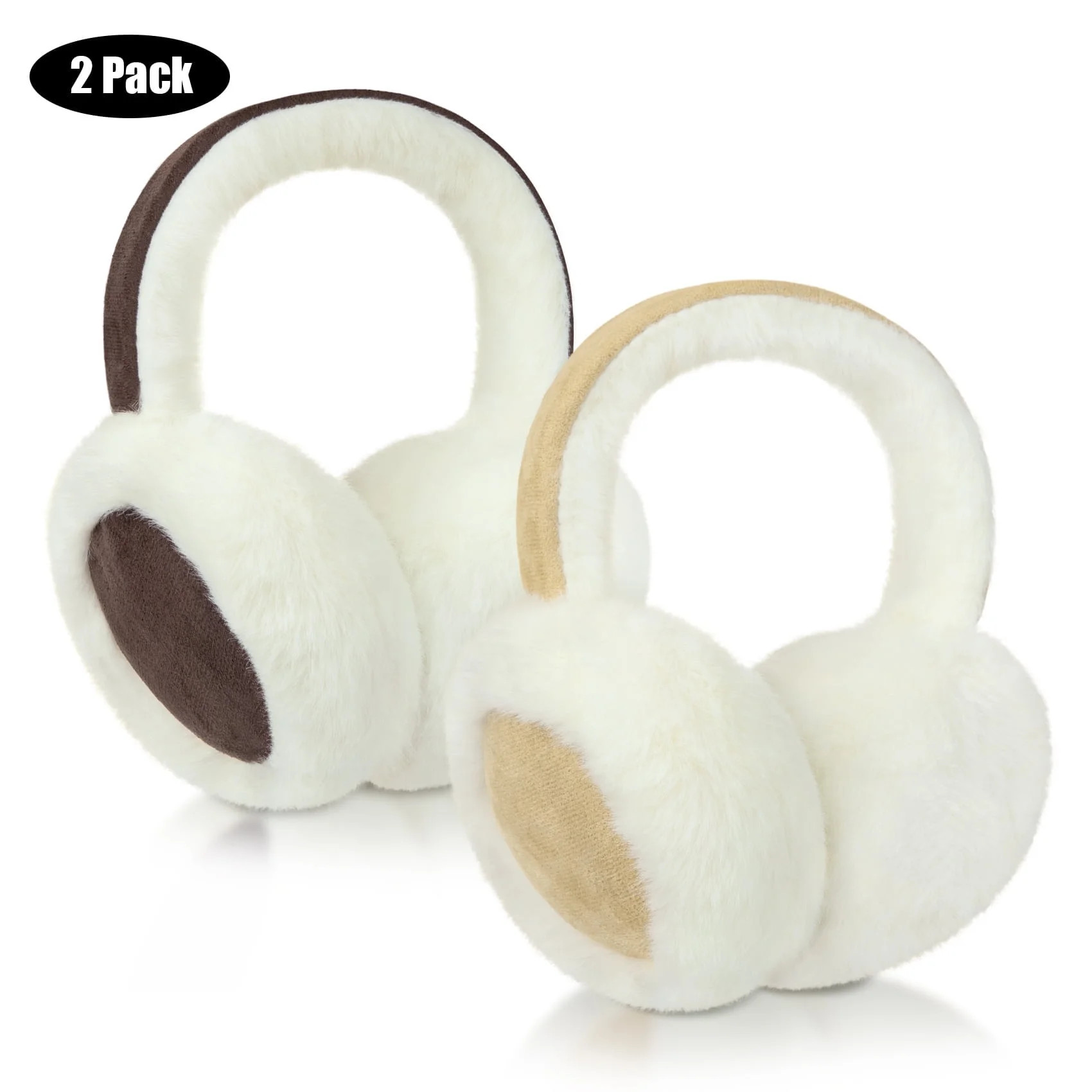 KOITHOT 2 Pcs Ear Muffs for Women, Foldable Fluffy Earmuffs with Headband, Multicolor Winter Outd... | Walmart (US)