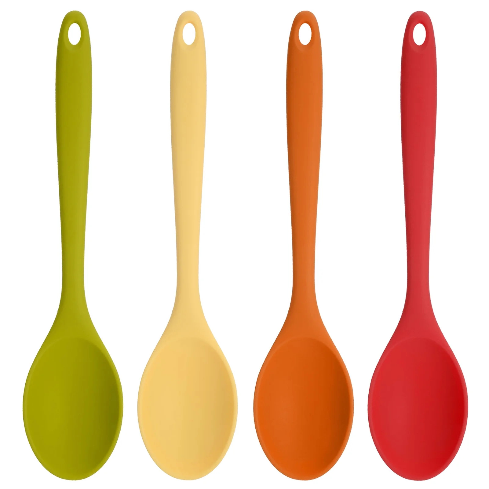 AOWOO 4 Pcs Large Silicone Mixing Spoon Set, 10.82*2.36 inch Heat Resistant Colored Mixing Spoons... | Walmart (US)