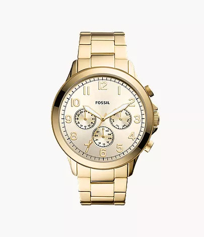 Yorke Multifunction Gold-Tone Stainless Steel Watch | Fossil (US)