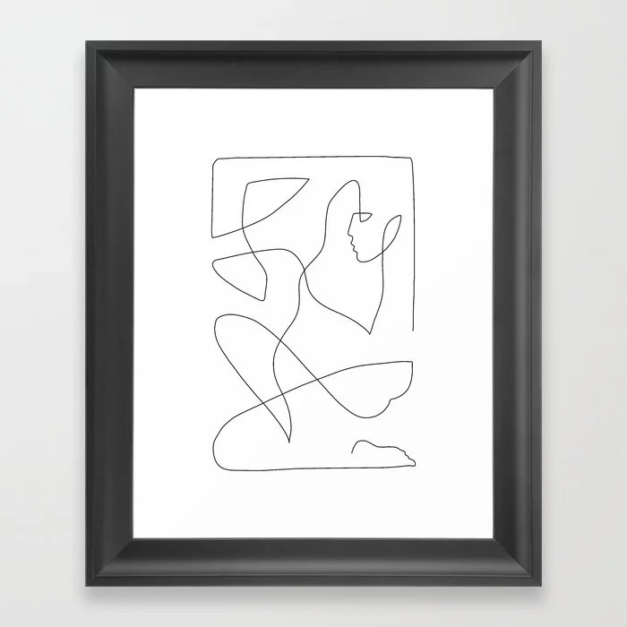 Abstract Figure One Line Art Framed Art Print | Society6