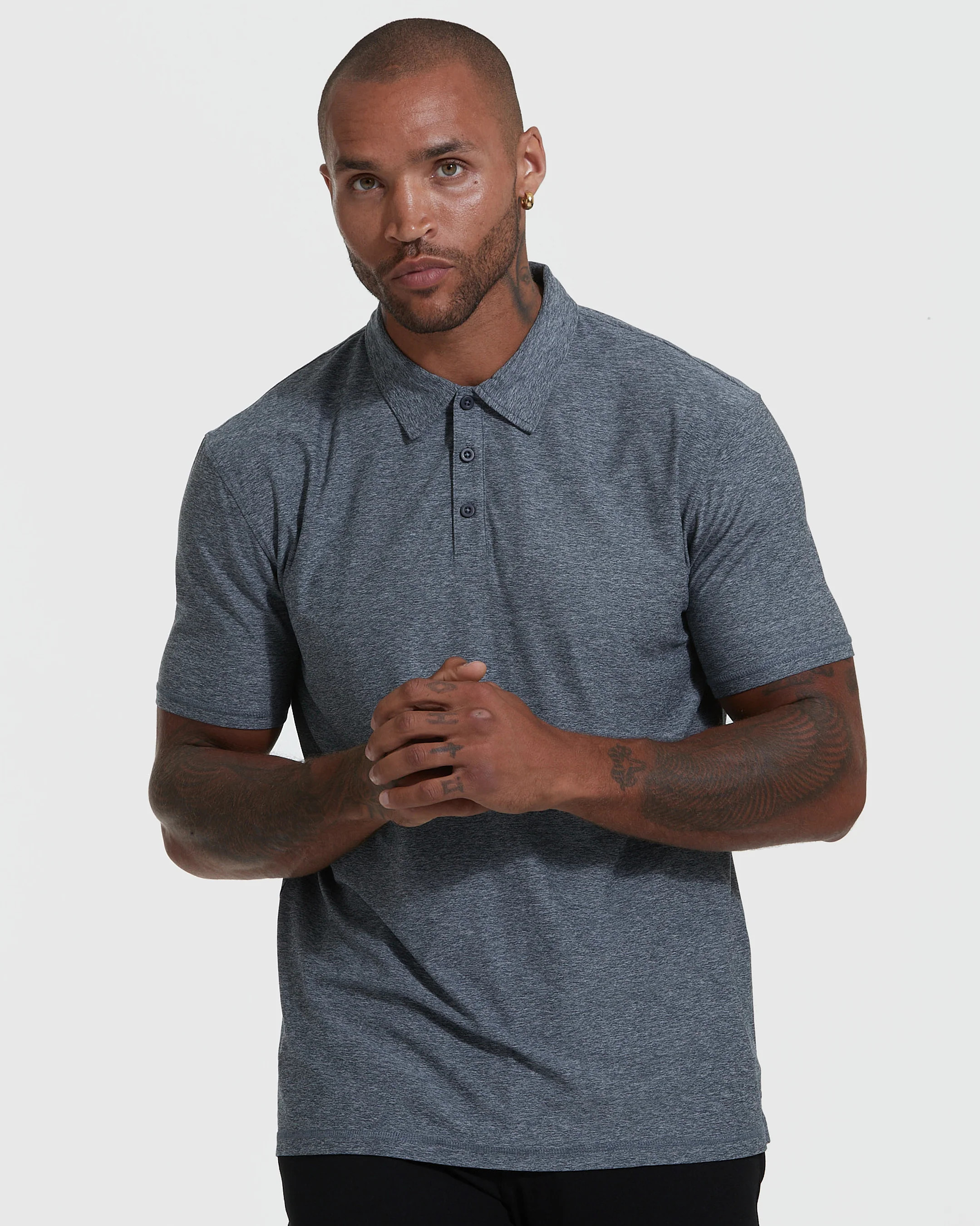 Heather Navy Active Short Sleeve Polo | True Classic