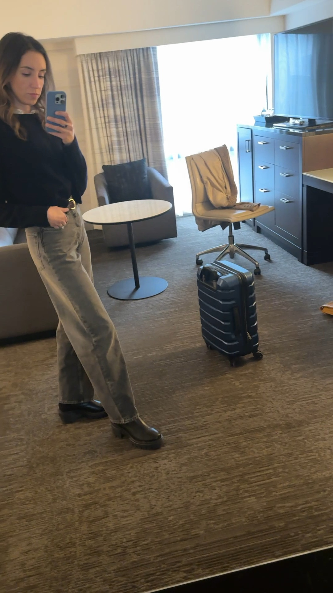 Summer high neck blouse layered under a thick crew neck sweater ❤️

#LTKstyletip #LTKCyberWeek #LTKworkwear