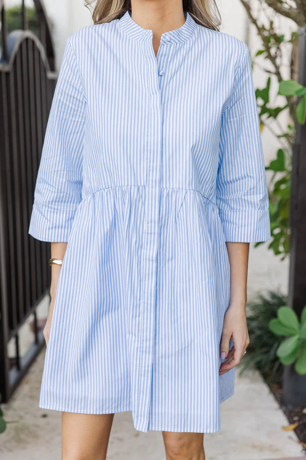 Always The One Blue Striped Shirt Dress | The Mint Julep Boutique