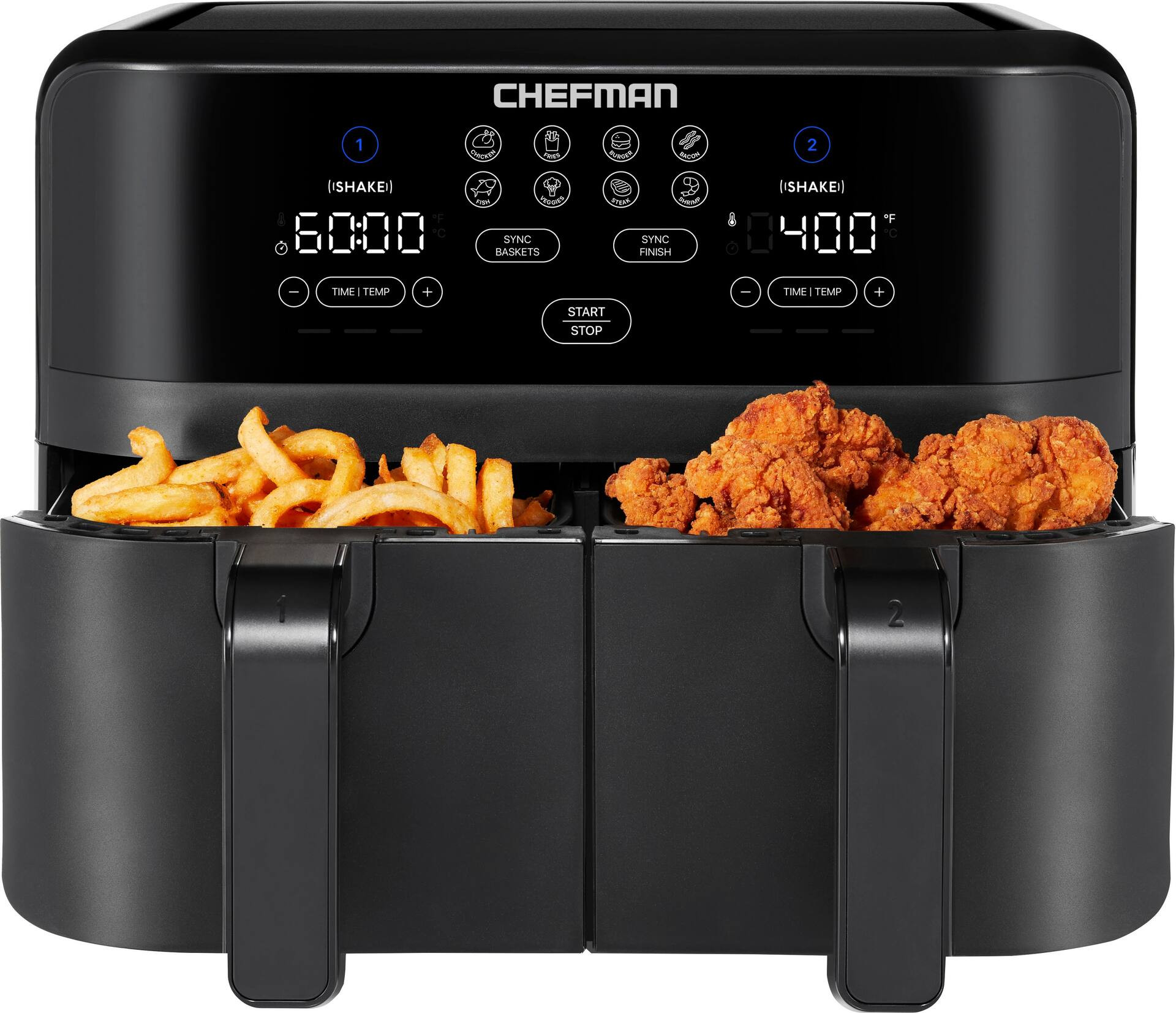 Chefman TurboFry  9 Qt. Digital Touch Dual Basket Air Fryer Matte Black RJ38-SQPF-45TDB - Best Bu... | Best Buy U.S.