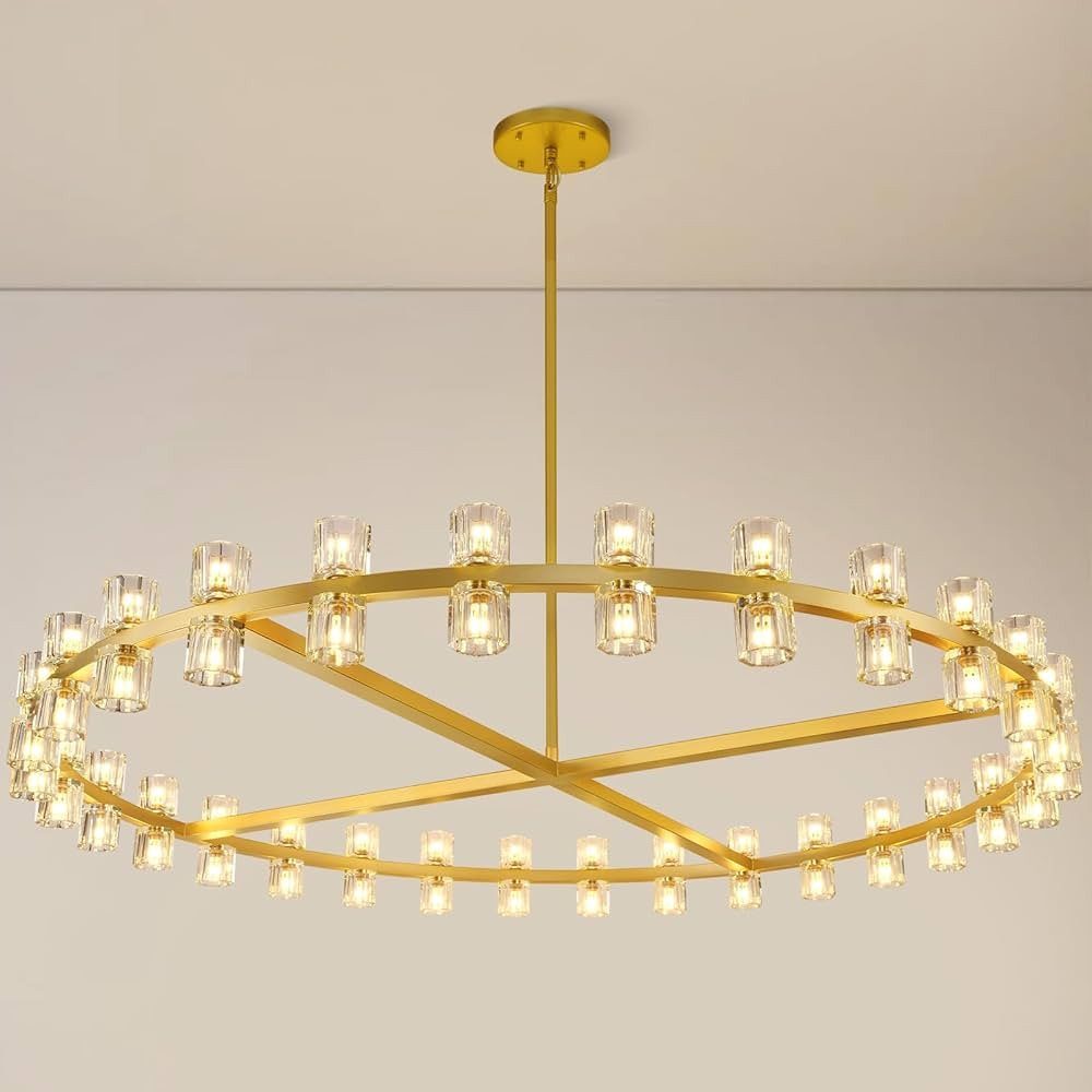 Modern Large 60inch Brass Gold Round Chandelier, 60-Light Crystal Chandeliers for Living Room,Ind... | Amazon (US)
