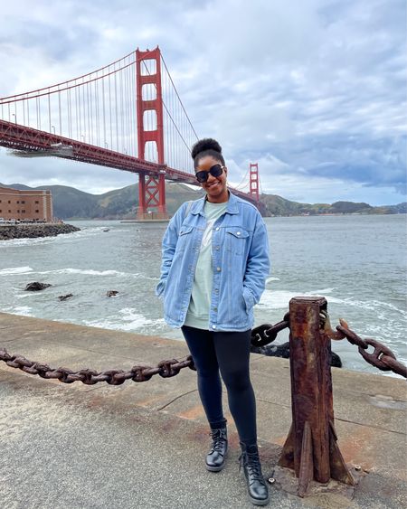 Sightseeing in chilly SF inthis warm/comfy fit. I sized up in the jacket (wearing XL) and the leggings are SUPER soft and comfy (wearing L/XL). Wearing a L in the oversized sweatshirt too. 

#LTKtravel #LTKSeasonal #LTKunder50