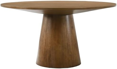 Terra 59" Transitional Round Dining Table with Pedestal Base, Walnut | Amazon (US)