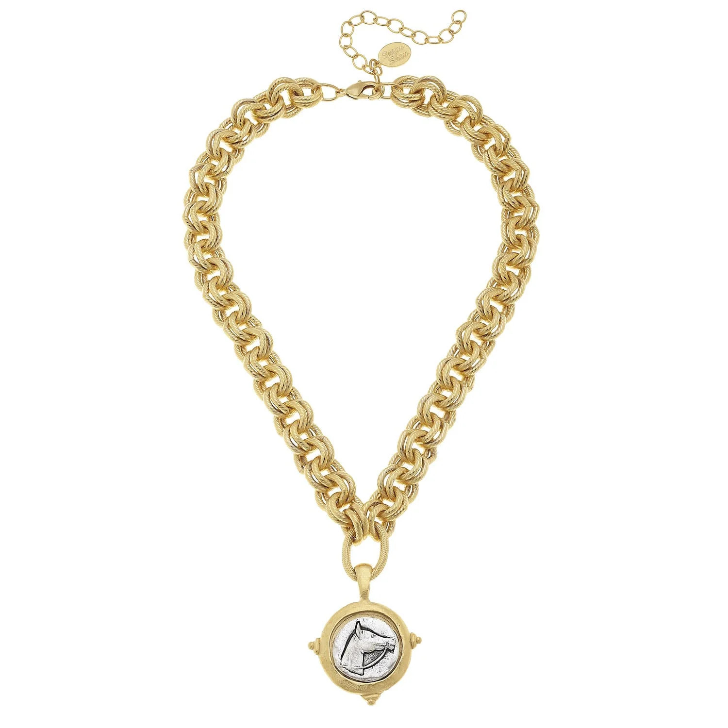 Gold and Silver Intaglio Horse Necklace | Tucker Brown