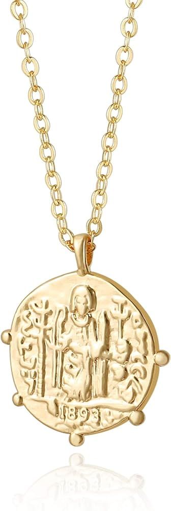 18K Gold Moon Star Lion Evil Eye Pendant Necklace Medallion Oval Link Chian Choker Layering Jewer... | Amazon (US)