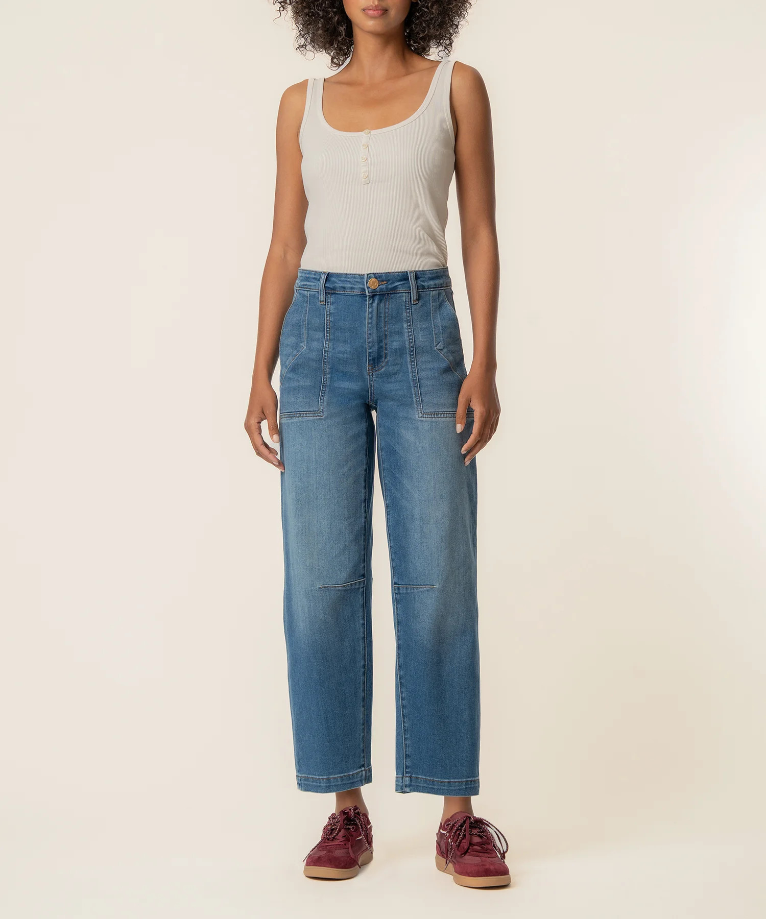 Ashton High Rise Wide Leg Barrel in Prosperous Wash - Kut from the Kloth | Kut From Kloth