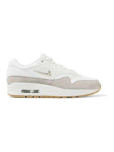 Nike - Air Max 1 Premium Suede-trimmed Leather Sneakers - White | NET-A-PORTER (US)