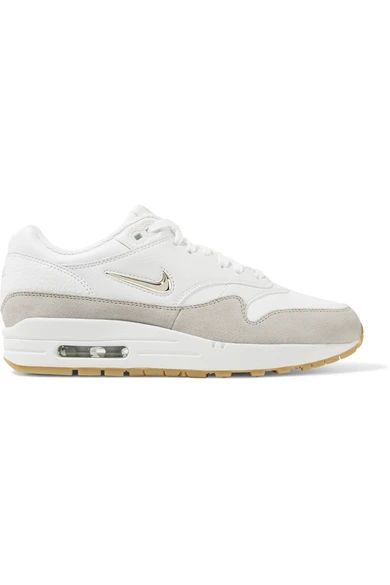 Nike - Air Max 1 Premium Suede-trimmed Leather Sneakers - White | NET-A-PORTER (US)